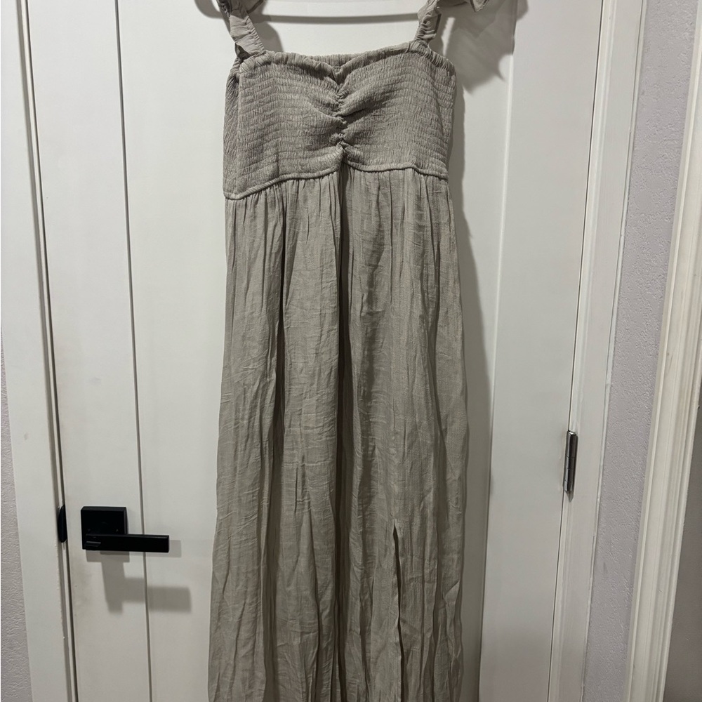 Sweet Love Taupe Smocked Dress